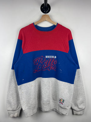 Vintage 90s NFL Nutmeg Buffalo Bills Embroidered Colour Block Crewneck