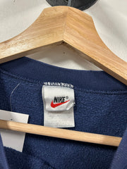 Vintage 90's Nike Navy Tonal Mini Swoosh Women’s Cropped Crewneck