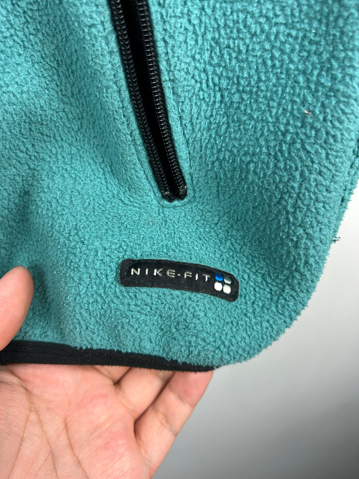 Vintage 90s Nike ACG Teal Fleece Zip Up Vest