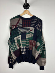 Vintage 90s Isle Of Cotton Golf Pattern Knit Sweater