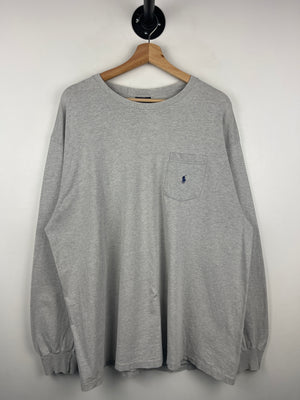 Vintage 90s Polo Ralph Lauren Grey Pocket Long Sleeve