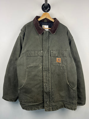 Vintage 2003 Carhartt Arctic Insulated Moss Green Work Jacket C26 MOS
