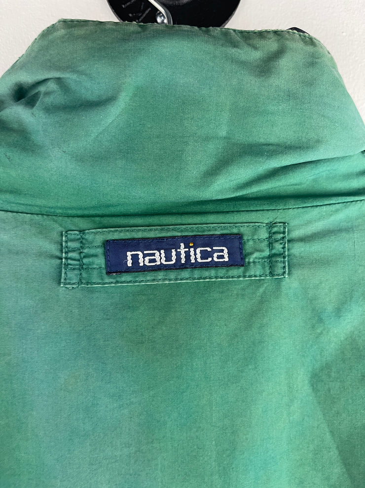 Vintage 90s Nautica Sport Green & Navy Reversible Bomber Jacket
