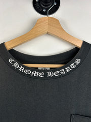 Chrome Hearts Floral Cross Neck Spellout Malibu Black Tee