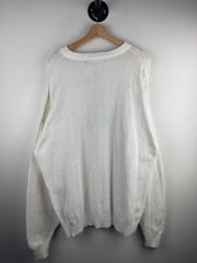 Vintage 90s Scottish Isle Golf Bag Embroidered White Knit Sweater