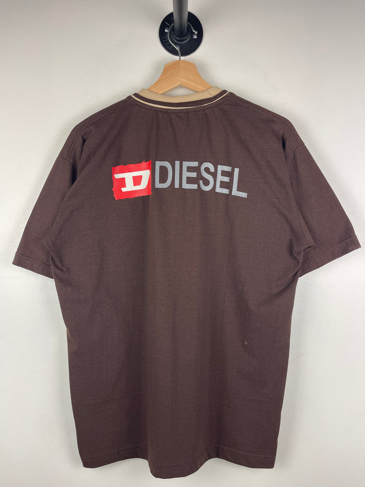 Diesel Spellout Brown & Cream Tee