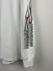 Vintage Harley Davidson Johnstown Flames White Long Sleeve