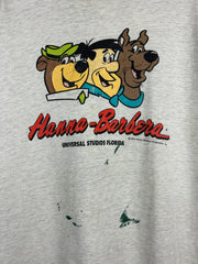 Vintage 90s Hanna Barbera Yogi Bear Flintstones Scooby Doo Grey Tee