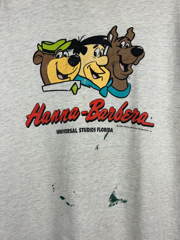 Vintage 90s Hanna Barbera Yogi Bear Flintstones Scooby Doo Grey Tee