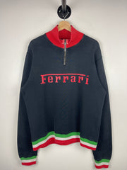Vintage 90s Ferrari Black Quarter Zip Sweater