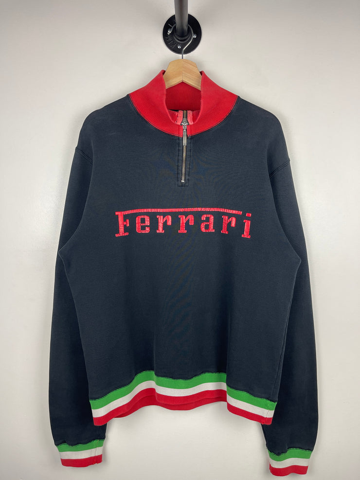 Vintage 90s Ferrari Black Quarter Zip Sweater
