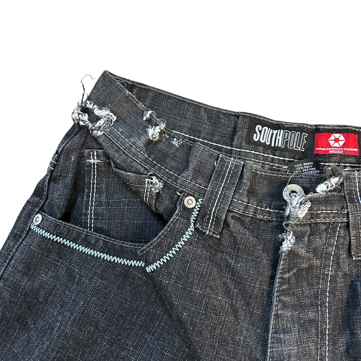 Vintage Y2K South Pole Embroidered Baggy Washed Black Denim Jeans