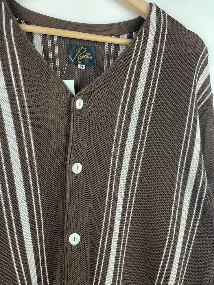 Needles Striped Brown Knit Cardigan Sweater