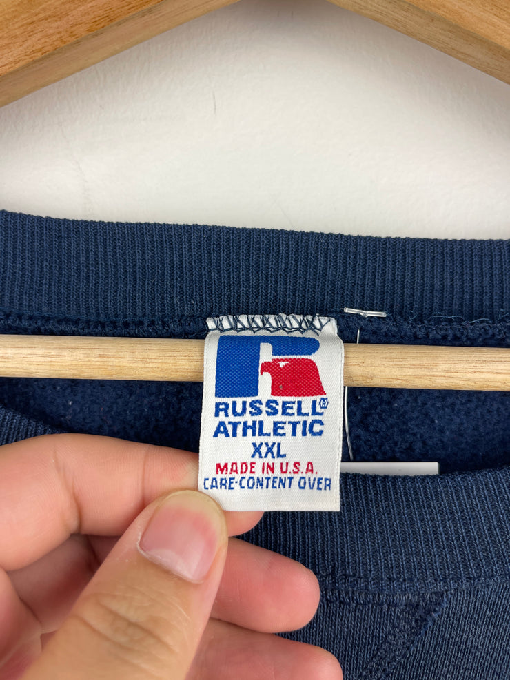 Vintage 90s Russell Athletic Notre Dame Team Wear Embroidered Navy Crewneck
