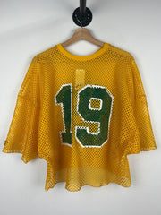 Vintage 80s Champion Yellow & Green Cropped Mesh Football Jersey