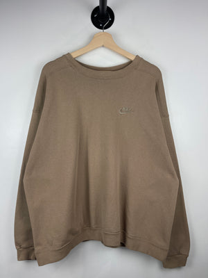 Vintage 90s Nike Swoosh Spellout Tonal Light Brown Crewneck