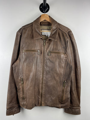 Vintage 90s Wilsons Brown Leather Bomber Jacket