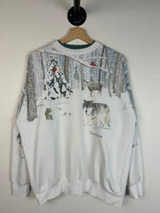 Vintage 90's Tennessee Wildlife Wrap Around White Crewneck