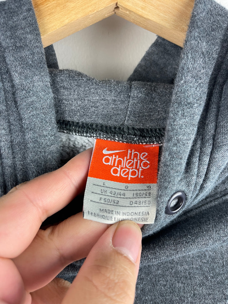 Vintage Nike Spellout Embroidered Charcoal Grey Hoodie