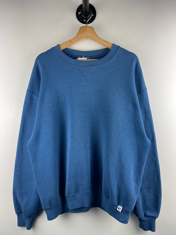 Vintage 90s Russell Athletic Blank Blue Crewneck