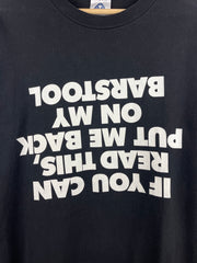 Vintage If You Can Read This Put Me Back On My Barstool Comedy Black Tee