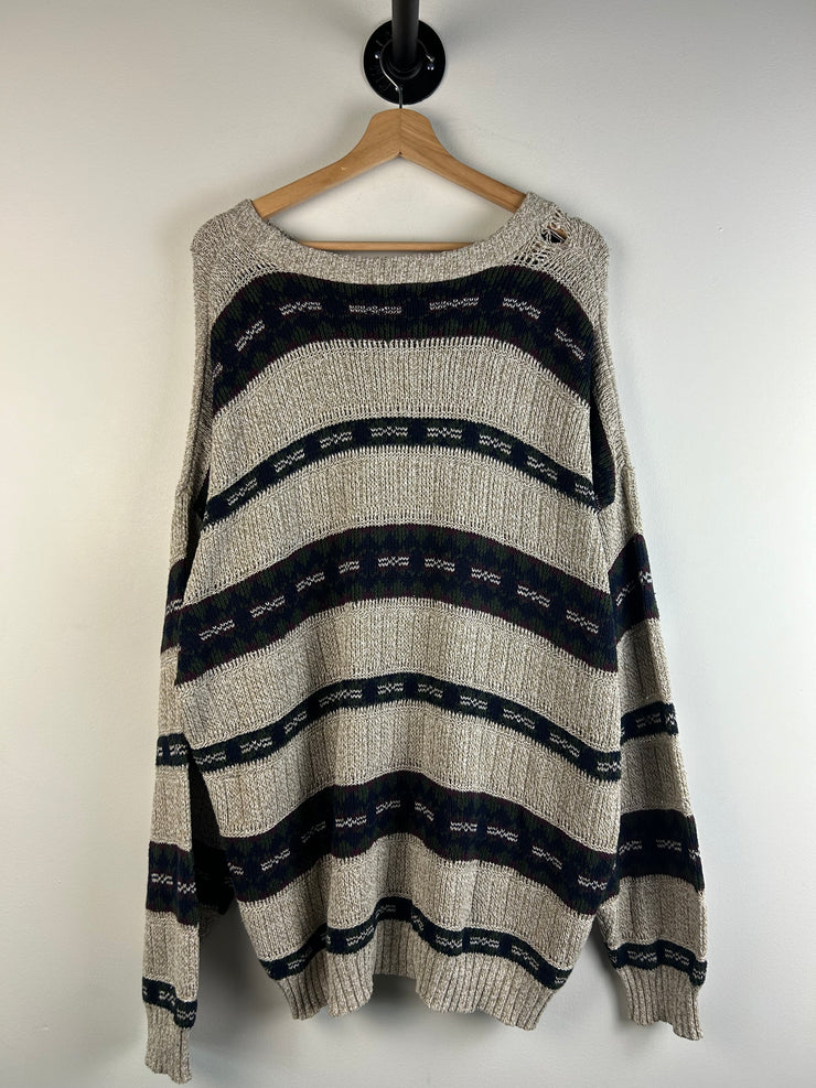 Vintage Y2K Town Craft Beige & Olive Knit Sweater