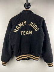 Vintage 60s Empire Sporting Goods 1963 Ramey Judo Team Black Wool Varsity Jacket