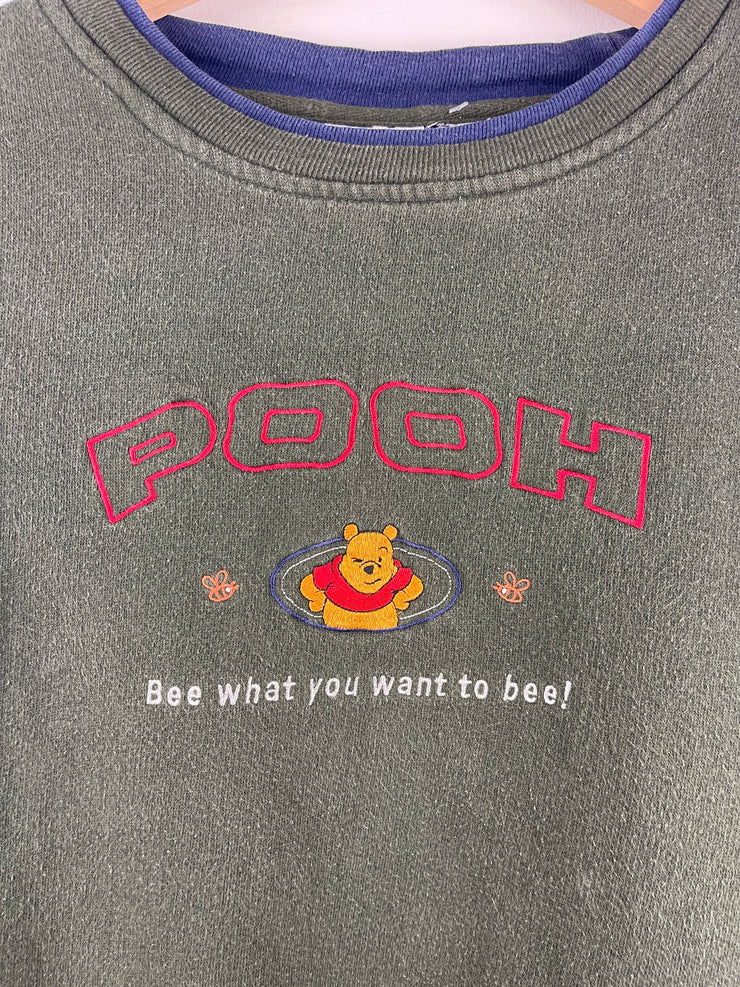 Vintage 90s Disney Winnie The Pooh Embroidered Green Crewneck