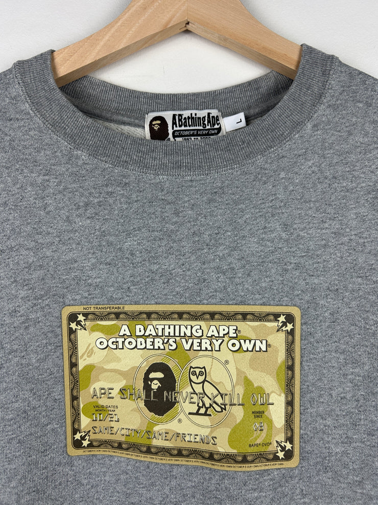 Bape X OVO FW21 Card Grey Crewneck