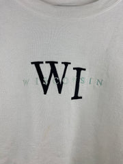 Vintage 90s Wisconsin Embroidered White Crewneck