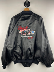 Vintage 90s Nascar Dale Earnhardt Goodwrench Black Satin Bomber Jacket