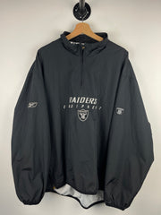 Vintage NFL Reebok Los Angeles Raiders Black Quarter Zip Windbreaker