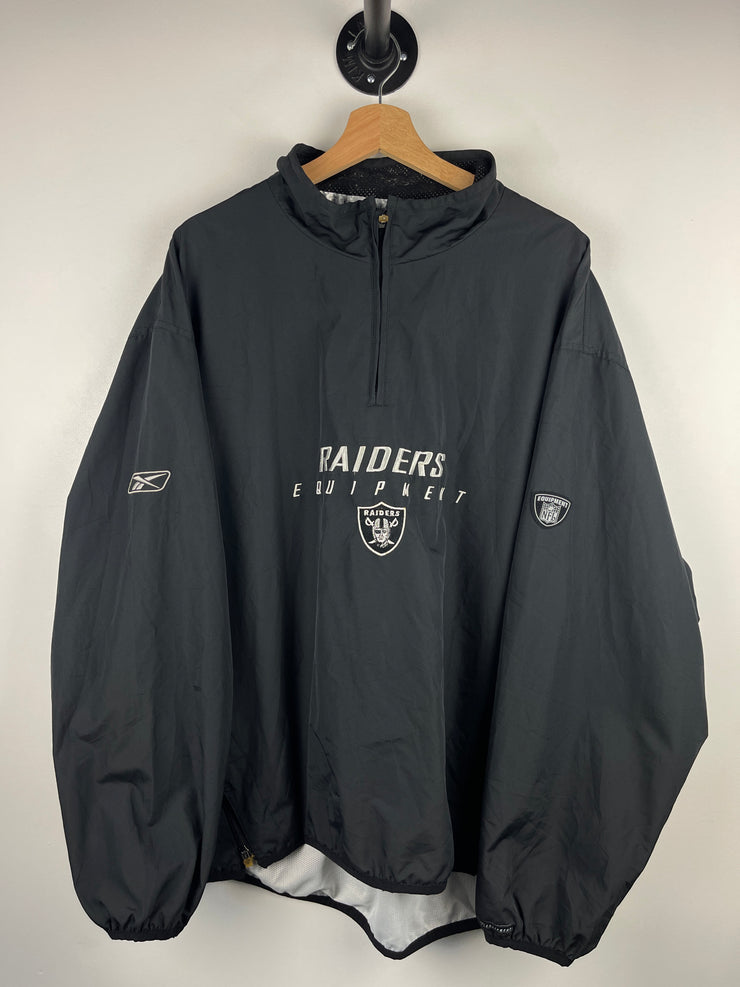 Vintage NFL Reebok Los Angeles Raiders Black Quarter Zip Windbreaker