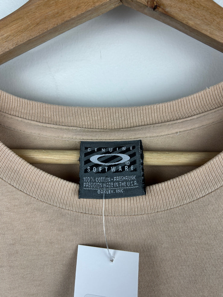 Vintage 90s Oakley Software Sunglasses Faded Beige Tee