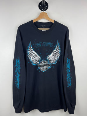 Vintage Harley Davidson Lightning Eagle Las Vegas Nevada Black Long Sleeve