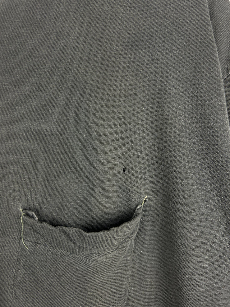 Vintage 70s Stanfields Barn Bash Police Black Pocket Tee