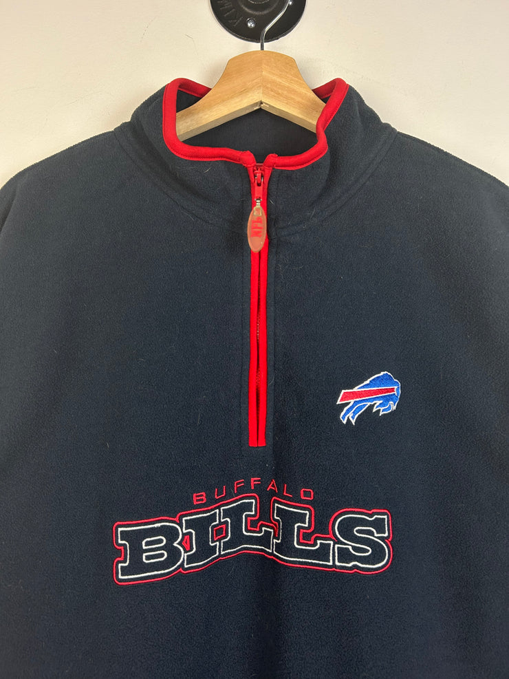 Vintage Y2K NFL Buffalo Bills Quarter Zip Navy Fleece Sweater