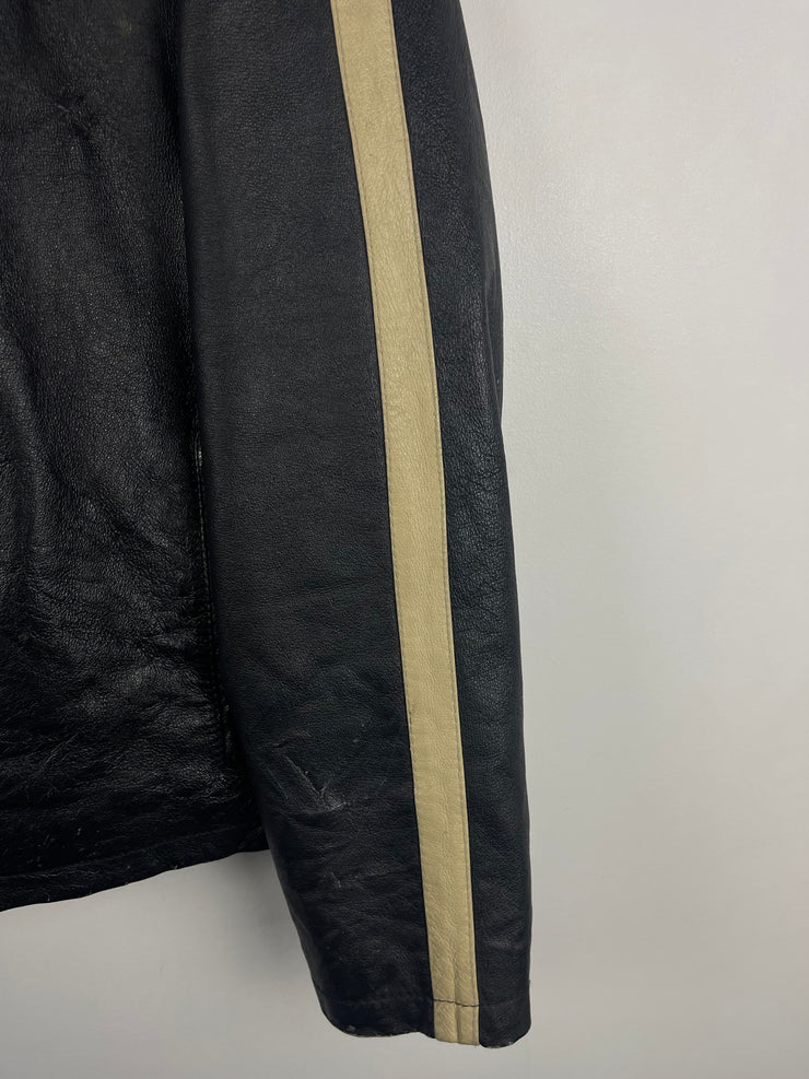 Vintage EX Café Racer Black & Cream Cropped Leather Jacket