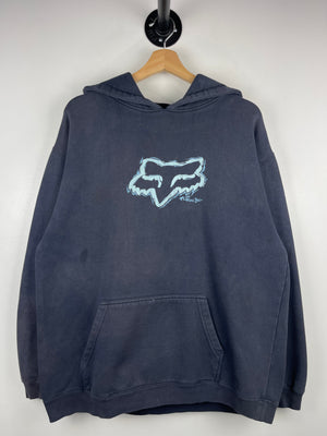 Vintage 90s Fox Racing Faded Navy Hoodie