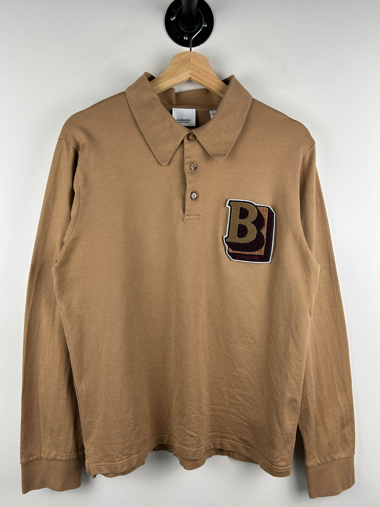Burberry B Chenille Beige Polo Long Sleeve
