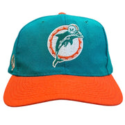 Vintage 90s NFL American Needle Miami Dolphins Blockhead Wool Teal Snapback Hat