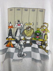 Vintage 90s Looney Tunes Locker Room Football White Tee