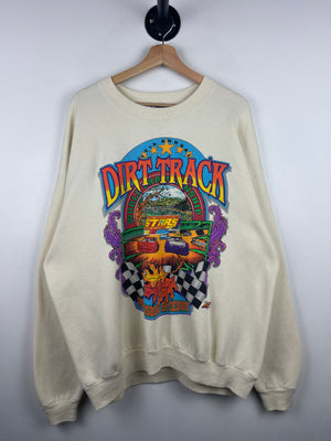 Vintage 90s Dirt Track Racing World Championship Cream Crewneck
