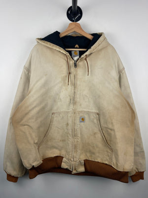 Vintage Carhartt Active Faded Brown Hooded Work Jacket