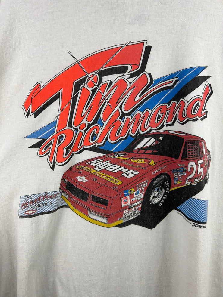 Vintage 80s Nascar Tim Richmond Chevrolet White Tee