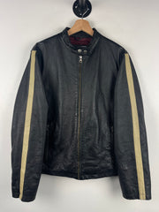 Vintage EX Café Racer Black & Cream Cropped Leather Jacket