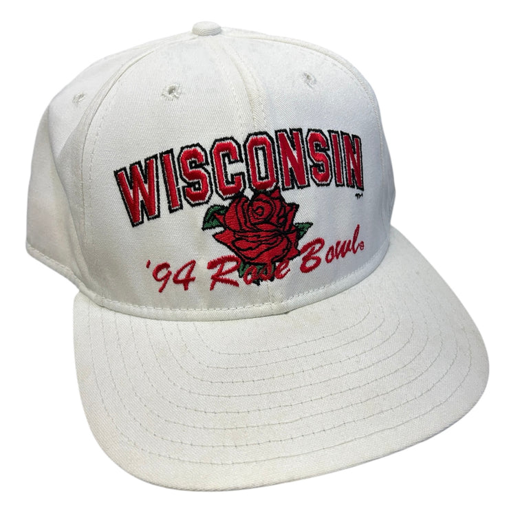 Vintage 90s Wisconsin Rose Bowl White Snapback Hat