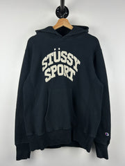 Stussy Sport X Champion Reverse Weave Navy Hoodie