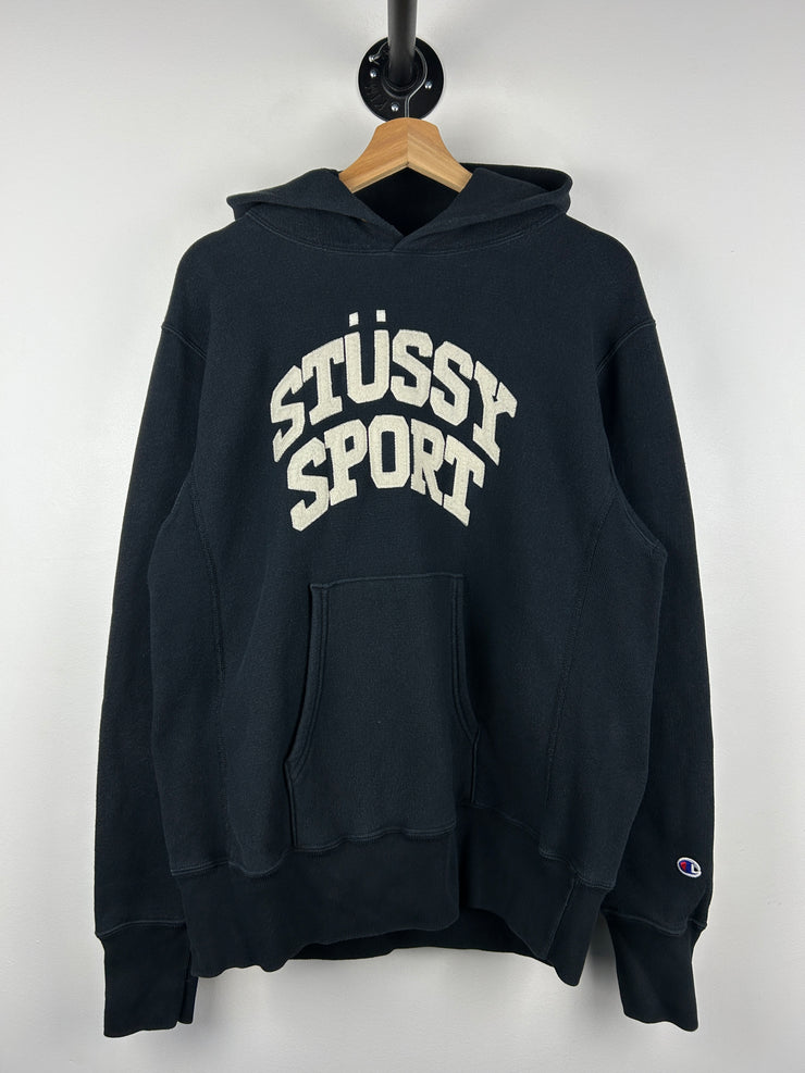 Stussy Sport X Champion Reverse Weave Navy Hoodie