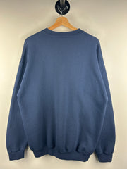 Vintage 90s Notre Dame Fighting Irish Football Embroidered Navy Crewneck